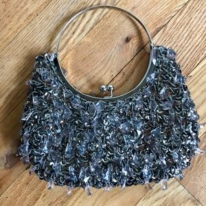 Beautiful Silver Glitter evening bag